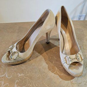 Gucci Tan Suede Horsebit Heels